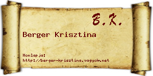 Berger Krisztina névjegykártya
